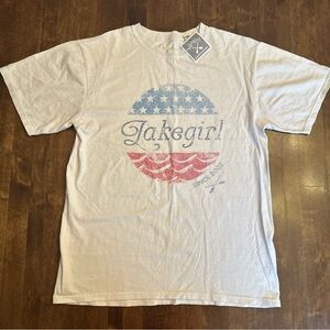 Lake Girl Womens Small T Shirt Top Patriotic Coastal Nautical USA Lakegirl NEW